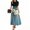 AA#-011 Sky Blue, variant on JULMCOMO Floral Dress for Women Short Sleeve Work Teacher Dress Floral Print Cute Tie Waist Long Shirt Dresses Formal Business Casual Outfits White S