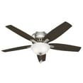 thumbnail image 5 of Hunter 52 inch Indoor Ceiling Fan with LED Light - Ceiling Fan with Pull Chain, For Bedroom or Living Room, Low Profile Mount, No Remote, 5 Blades, Includes Bulbs- Newsome 53315, Brushed Nickel, 5 of 16