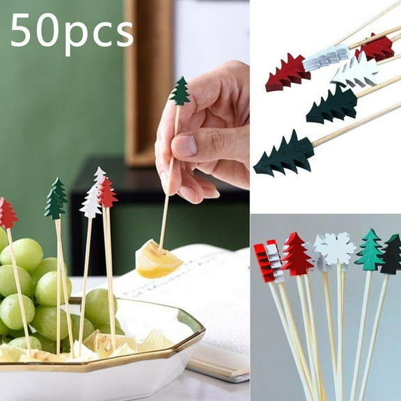 Ruifaya Christmas Cocktail Picks,Christmas Food Picks Santa Snow man Elk Snowflake
