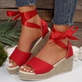 thumbnail image 1 of MKLEKYY Sandalias de Plástico para Mujer, Sandalias de Cuña Con Tiras de Tela A La Moda de Verano para Mujer, Sandalias Ligeras Con Punta Abierta y Boca de Pez, 1 of 4