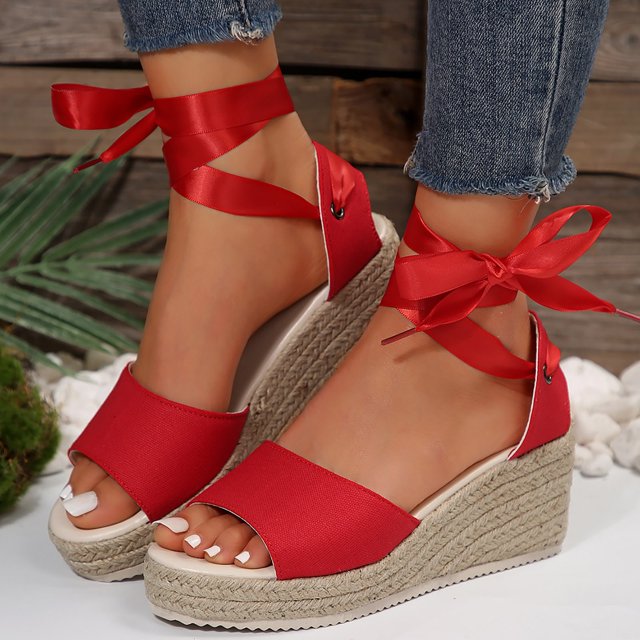 MKLEKYY Sandalias de Plástico para Mujer, Sandalias de Cuña Con Tiras de Tela A La Moda de Verano para Mujer, Sandalias Ligeras Con Punta Abierta y Boca de Pez