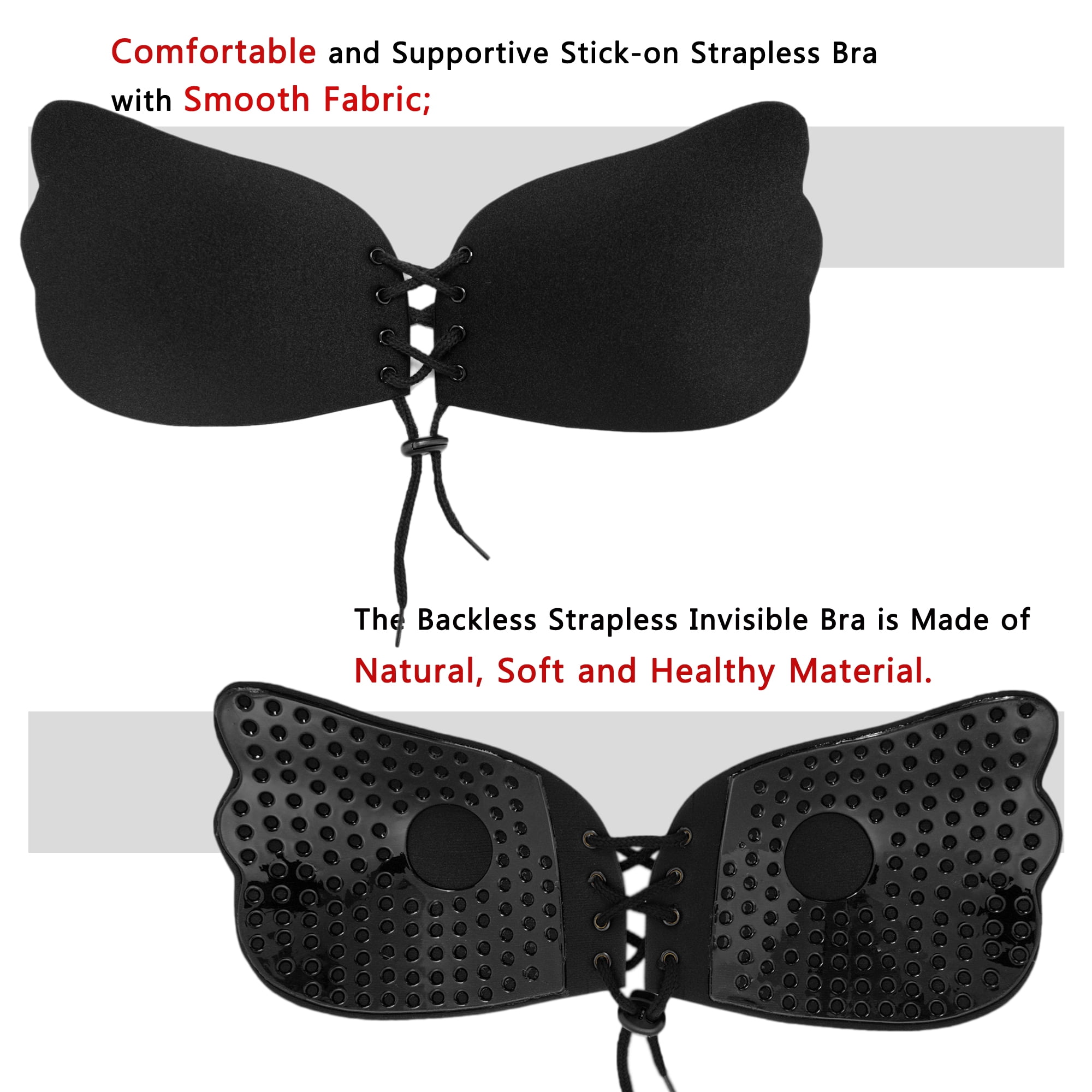 SAYFUT Adhesive Bra Push up Strapless Backless Nude Invisible Bra for Women  Reusable with Drawstring-Upgrade Style 