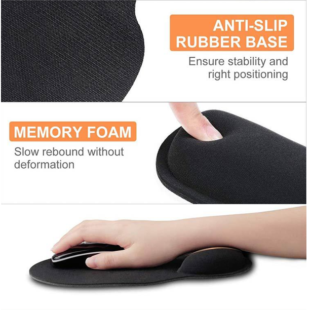 Alfombrilla de ratón ergonómica de gel para muñeca, cómoda alfombrilla de ratón con espuma viscoelástica, adecuada para ordenadores y portátiles para oficina, hogar, estudio, videojuegos, 2 piezas XianweiShao 8390611936334