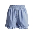 thumbnail image 6 of Homewear Shorts Women Ruffle Trim Elastic Waist Pajama Sleepwear Summer Striped Short Pants Casual Beach Pj Bottoms with Pockets, 6 of 6