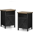 thumbnail image 7 of Farmhouse Nightstand Set of 2, Rustic End Table with Storage Cabinet and Shelf, End Table Set of 2 for Bedroom Living Room, Wood Night Stand Side Table, Black, 7 of 7