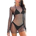 thumbnail image 6 of Franhais Women's Sunscreen Cover-Up Dresses, Sleeveless Pearls Sheer Summer Beachwear Holiday Midi/Maxi, 6 of 9