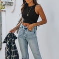 thumbnail image 4 of Camiseta sin mangas ajustada para mujer, camiseta sin mangas básica para mujer, camiseta sin mangas con cuello redondo, camiseta sin mangas con cuello redondo para mujer, diseño exquisito, 4 of 5