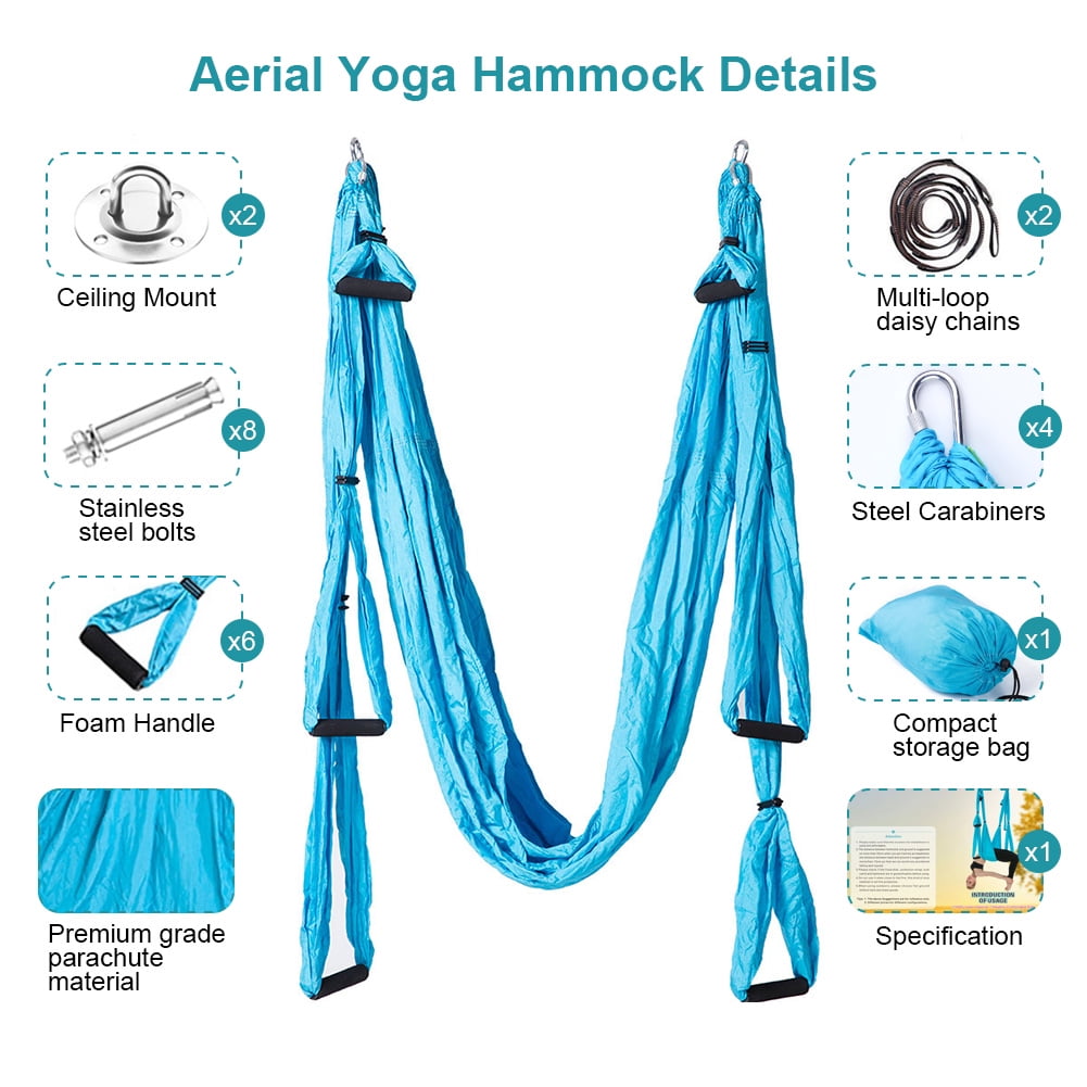 with Ceiling Anchors INTEY Aerial Yoga Flying Yoga Swing Yoga Hammock Trapeze Sling Inversion Tool for Gym Home Fitness