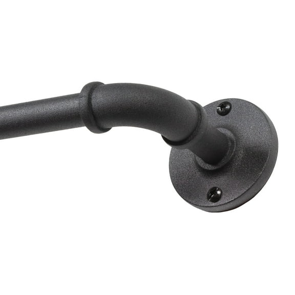 Kenney® Adler 5/8" Indoor/Outdoor Rust-Resistant Wrap Around Curtain Rod, 48-84", Black