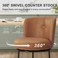 thumbnail image 4 of MultiHaven 25.8" Upholstered Swivel Bar Stool Set of 3,Counter Height Chair with Ergonomic Footrest for Kitchen Island - Brown PU Leather, 4 of 11