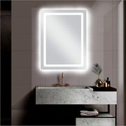 LuuLake 24x32 Touch Control Dimmable Anti-Fog Rectangle Wall Mounted LED Mirror (Power Plug)