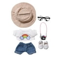 thumbnail image 1 of Conjunto de muñeca arcoíris Camiseta blanca + vaqueros Ropa para bebé Combinación de ropa para muñeca de tela Accesorios desmontables Conjunto de tres piezas Ropa para bebé de 10 cm, 1 of 6