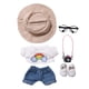 thumbnail image 1 of Conjunto de muñeca arcoíris Camiseta blanca + vaqueros Ropa para bebé Combinación de ropa para muñeca de tela Accesorios desmontables Conjunto de tres piezas Ropa para bebé de 10 cm, 1 of 6