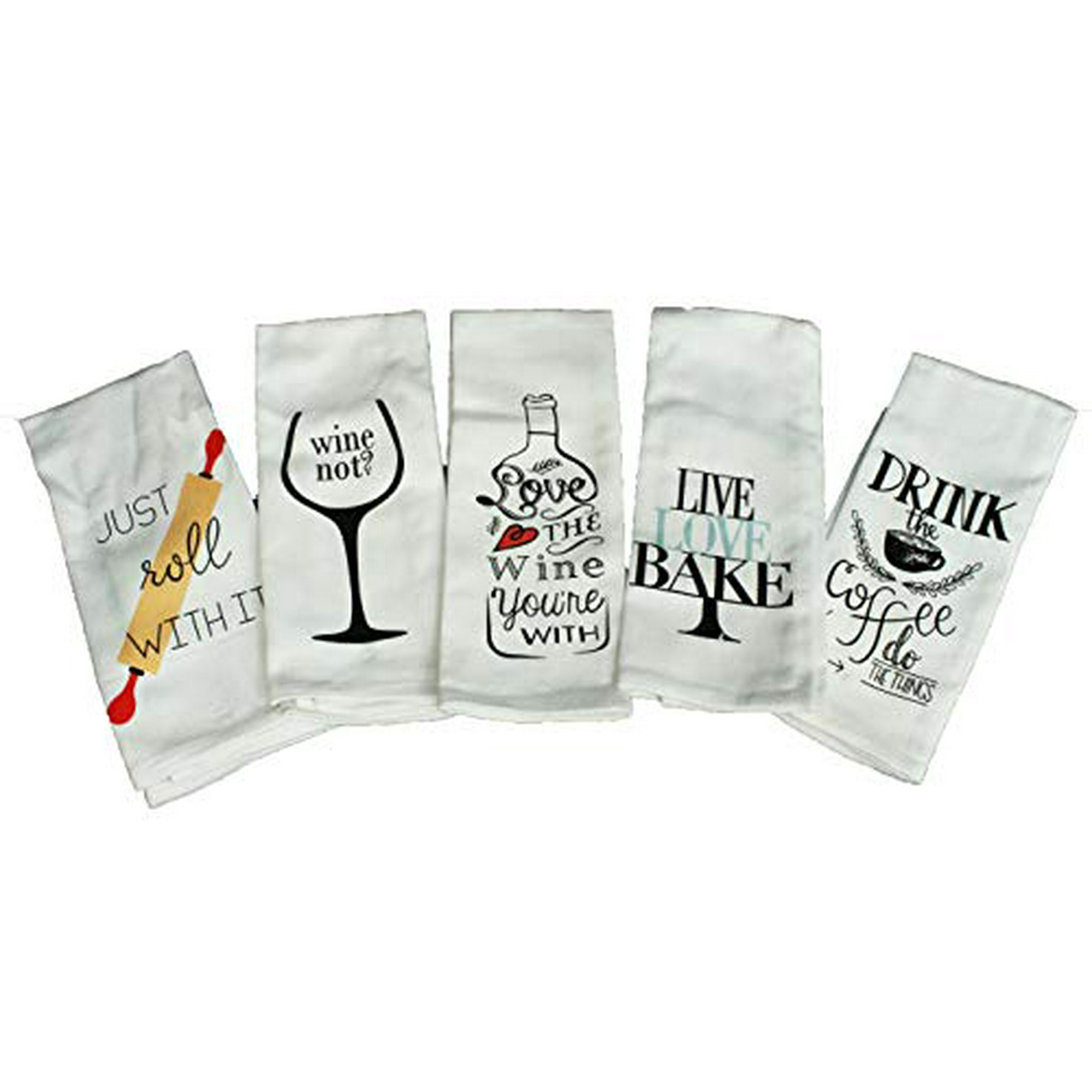 Twisted Anchor Trading Co Set Of 5 Funny Kitchen Towels Cotton Textured Baking And Cooking Related Kitchen Towels Gift Set Comes In Organza Gift Bag Walmart Canada