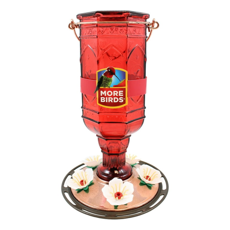 More Birds Red Jewel Glass Bottle Hummingbird Feeder, 20 oz More Birds Red Jewel Glass Bottle Hummingbird Feeder, 20 oz