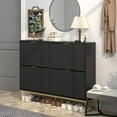 thumbnail image 3 of Shoe Cabinet Storage for Entryway Slim, Modern Shoe Rack Cabinet with 4 Flip Drawers, Tipping Wooden Narrow Shoe Cabinet, Fluted Shoe Organizer for Living Room, Black, 3 of 8
