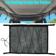 thumbnail image 1 of Car Ceiling Storage Net Cargo Bag Cargo Net with Drawstring  Interior Pocket on Roof Trunk Cargo Net for SUV Car, 1 of 7