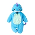 thumbnail image 2 of YDFCWXW Baby Dinosaur Costume Halloween Boys Girls Onesie Plush Jumpsuit for Infant, Spikes and Tail Cute Hooded Plush Onesie Halloween Outfits for Themed Events (Blue, 6-9 Months), 2 of 9