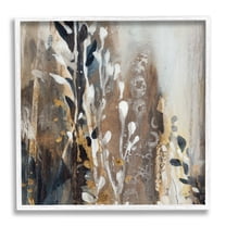 Stupell Industries Modern Abstract Painting Brown Grey White Cascading Plants, 17 x 17, Design by K. Nari