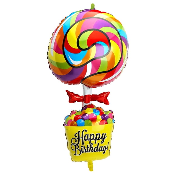 Happy Birthday Lollipop and Candy Basket Foil Balloon: 40-Inch