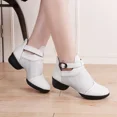 thumbnail image 5 of zapatos de baile con superficie de red para mujer, zapatos informales para niñas, zapatos de baile de tacón alto de cuero para mujer, zapatos de baile cuadrados de Jazz modernos al aire libre, 5 of 5