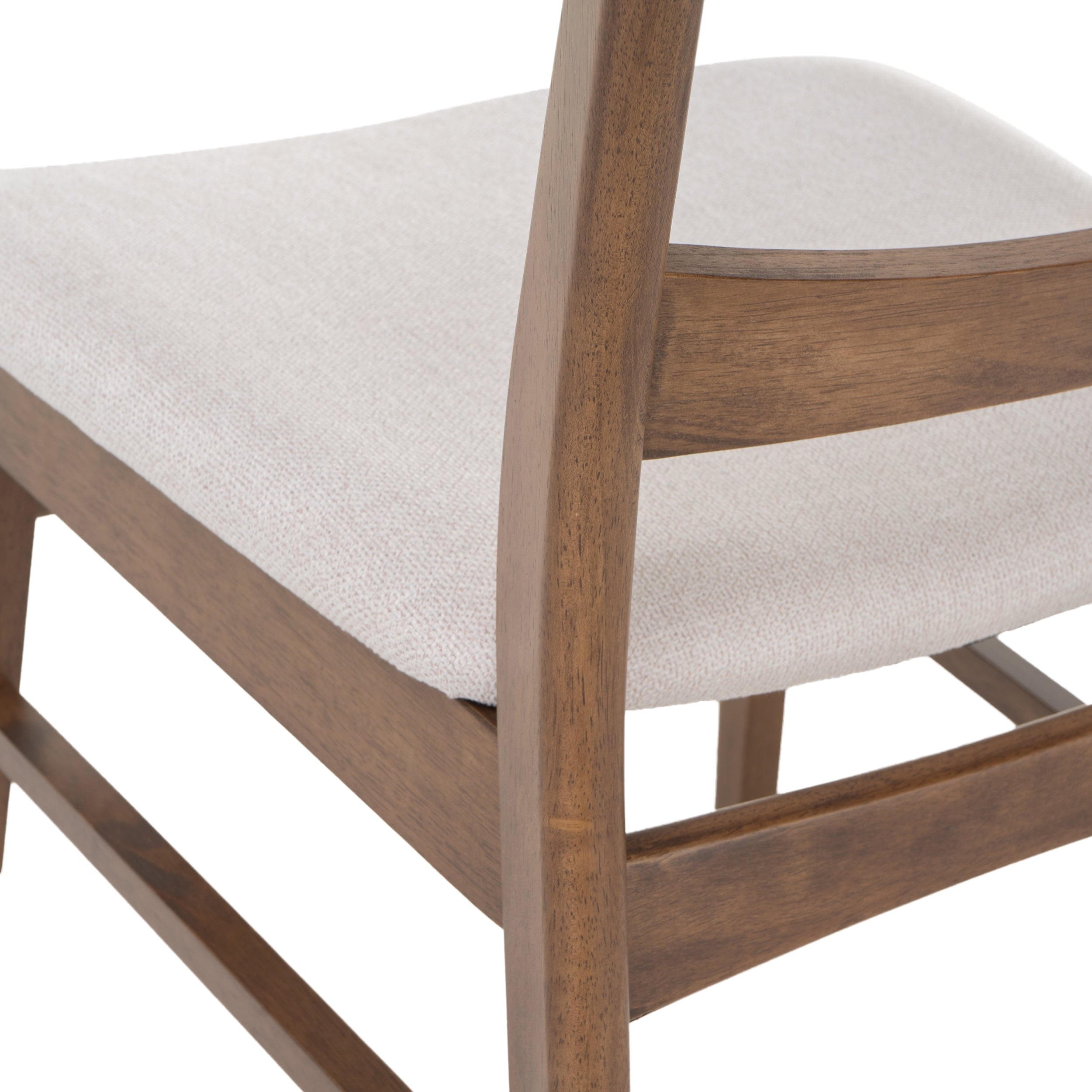GDF Studio Isador Mid Century Modern Fabric Upholstered Wood Dining Chairs, Set of 2, Light Beige and Walnut