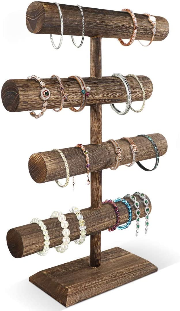 SEKKVY Wooden 4 Tier Jewelry Accessory Holder Stand Paulownia Jewelry