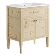 thumbnail image 3 of Modway Elysian 30" Modern Wood Bathroom Vanity in White and Burl Oatmeal, 3 of 17