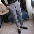 thumbnail image 4 of Pantalones de verano negros recortados para hombre, pantalones de traje rectos para hombre, ropa de estilo coreano, pantalones finos informales chinos para hombre, nuevos en ropa formal, 4 of 5