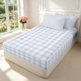 thumbnail image 2 of Manfei Vintage Grid Zipper Full Size Comforter Sets with Fitted Sheet and 2 Pillowcases,Modern Checkered Zipper Bedding Set,Blue White,Light Gray Reversible,4pcs, 2 of 8