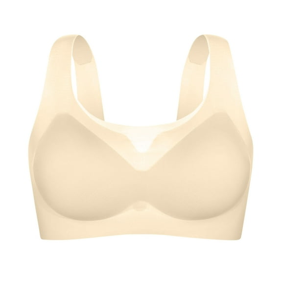 ShomPort Womens Fixed Cup Bras Wireless Push Up Padded U-Back Breathable Solid Color Workout Daily Underwear