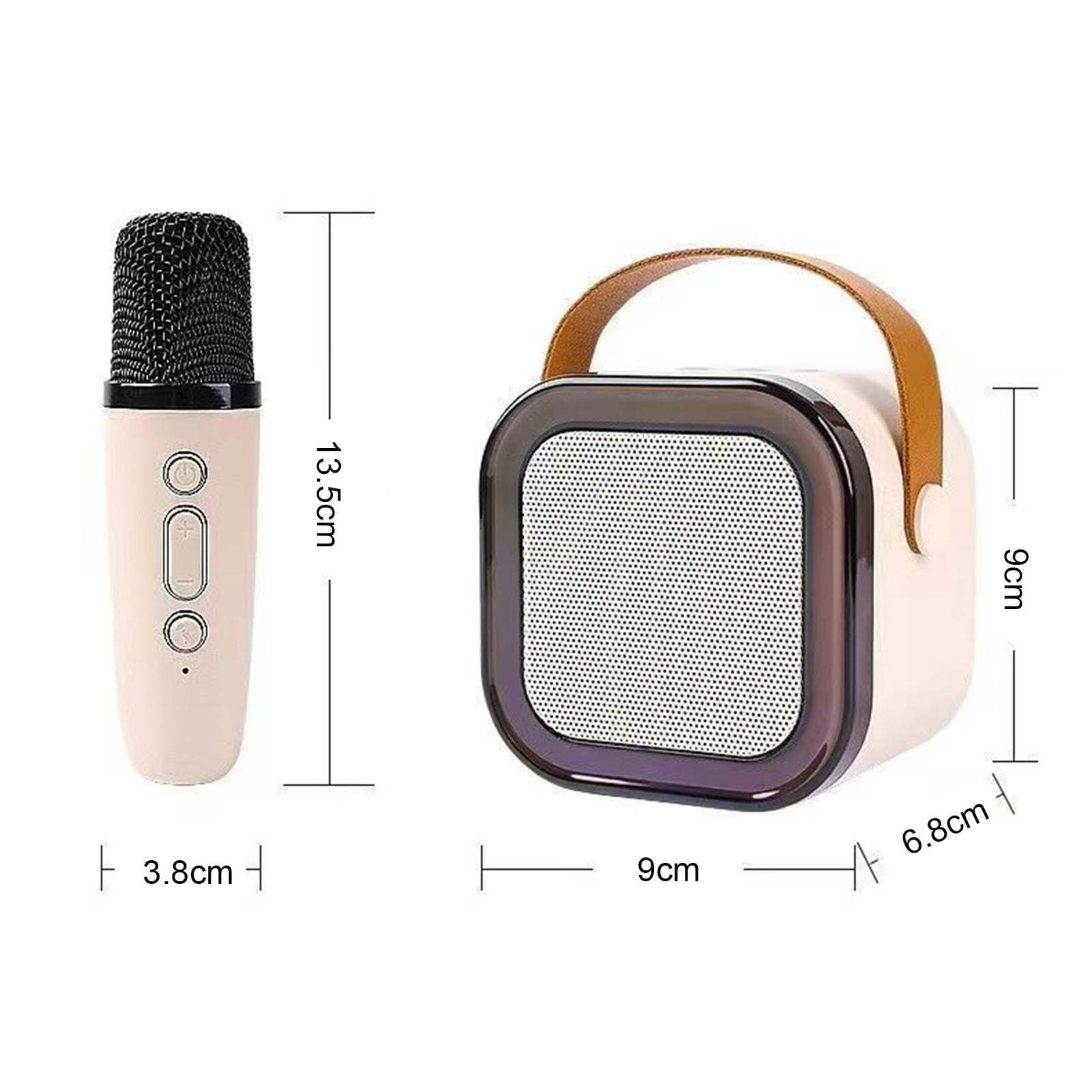 Mini Karaoke Machine with 2 Wireless Microphones Voice Changer Stereo Sound Portable Bluetooth-compatible Portable Speaker with Light