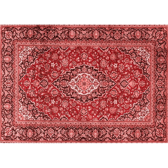 Ahgly Company Indoor Rectangle Medallion Red Traditional Area Rugs, 8' x 12'