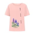 thumbnail image 3 of HAOTAGS Women Blouse Casual Tunic,Short Sleeve Button Front Tie Waist Breathable Tops Pink 2XL, 3 of 4