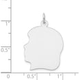 thumbnail image 3 of Solid Gold 14k White Plain Large.018 Depth Facing Left Engravable Girl Charm - 30mm, 3 of 5