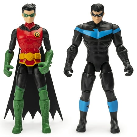 DC Comics Batman, 4-Inch ROBIN and NIGHTWING Action Figures with 6 Mystery Accessories, Kids Toys for Boys Aged 3 and up