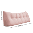 thumbnail image 2 of Sulaicai Headboard Pillow, Dorm Headboard Wedge Pillow, Handmade Support Backrest Large Bolster Cushion with Side Pockets, Pink (Cal King: 200cm / 79 x 16 x 8 in), 2 of 6