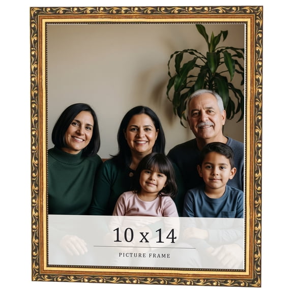 10x14 Frame Black & Gold Solid Wood Picture Frame Width 1.125 Inches | Interior Frame Depth 0.375