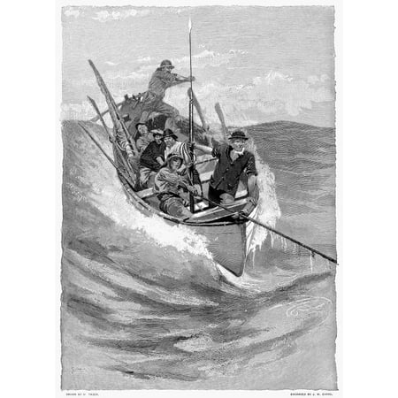 Whaling 19Th Century Nwhaleboat Being Dragged By A Harpooned Whale (Known As A Nantucket Sleigh Ride) Line Engraving American Late 19Th Century After Isaiah West Taber Rolled Canvas Art -  (24 x (Best Drag Show In Key West)