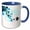 Blue/White, variant on 3drose, Blue Leaves Flourish, 11oz Two-tone Black Mug