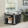 thumbnail image 4 of Petsfit 30 Inch Travel Dog Crate, Adjustable Fabric Cover by Spiral Iron Pipe, Chew Proof 3 Door Design, Portable Collapsible Dog Crate Grey, 4 of 10