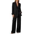 thumbnail image 3 of SAWOBUUN Women Suits 2 Piece Set Business Casual Dressy Oversized Blazer Jacket and Wide Leg Dress Pantsuits Formal Outfits, 3 of 7