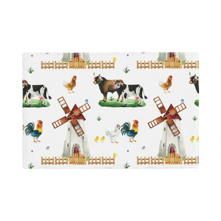 

Placemats Set of 4 Cute Farm Heat Resistant Non - Slip Place mats Waterproof table mat for Kitchen Dining-6片装