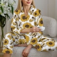 thumbnail image 4 of Wukai Sunflowers and Bees Print Women's Pajama Set - Soft Long Sleeve Sleepwear for Comfort and Style-XX-Large, 4 of 9