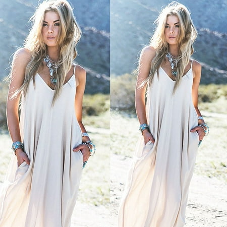 Vintage Hippie Boho People Long Maxi Evening Party Chiffon Dress Beach (Best Dresses For Fat People)