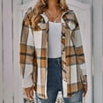 thumbnail image 5 of clear 50% off Usmixi Womens Winter Plaid Jacket Flannel Coat for Women Button Down Lapel Classic Shacket Long Sleeve Ladies Pocket Lightweight Wool Shirt Outwear with Belt Plaid Jacket, 5 of 7