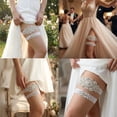 thumbnail image 4 of Miallo Luxury Rhinestone and Pearl Wedding Garter Set for Bride, 2-Pack White Lace Bridal Garters with Sparkling Crystals, Wedding Shower Gift for Her, 4 of 7
