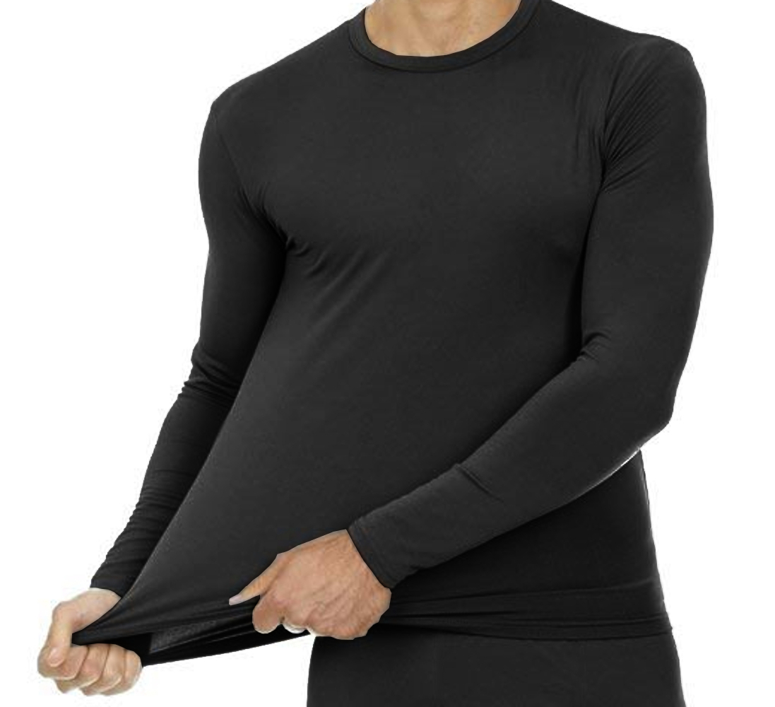 Men’s Ultra-Soft Tagless Fleece Lined Thermal Top & Bottom Underwear Set, Black, Large - image 4 of 5