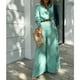 thumbnail image 3 of Conjunto de 2 piezas para mujer, camisa de manga larga y pantalones rectos de pierna ancha, ropa de calle elegante, novedad de 2023, 3 of 4