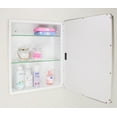 thumbnail image 3 of 16x20 Austin Farmhouse Metal Framed Rounded Rectangle Recessed Bathroom Medicine Cabinet, Beveled Mirror, 14x18 in-Wall Opening, Powder-coated Steel, Adjustable Glass Shelves, Magnet Close, White, 3 of 5